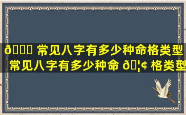 🐘 常见八字有多少种命格类型「常见八字有多少种命 🦢 格类型图片」